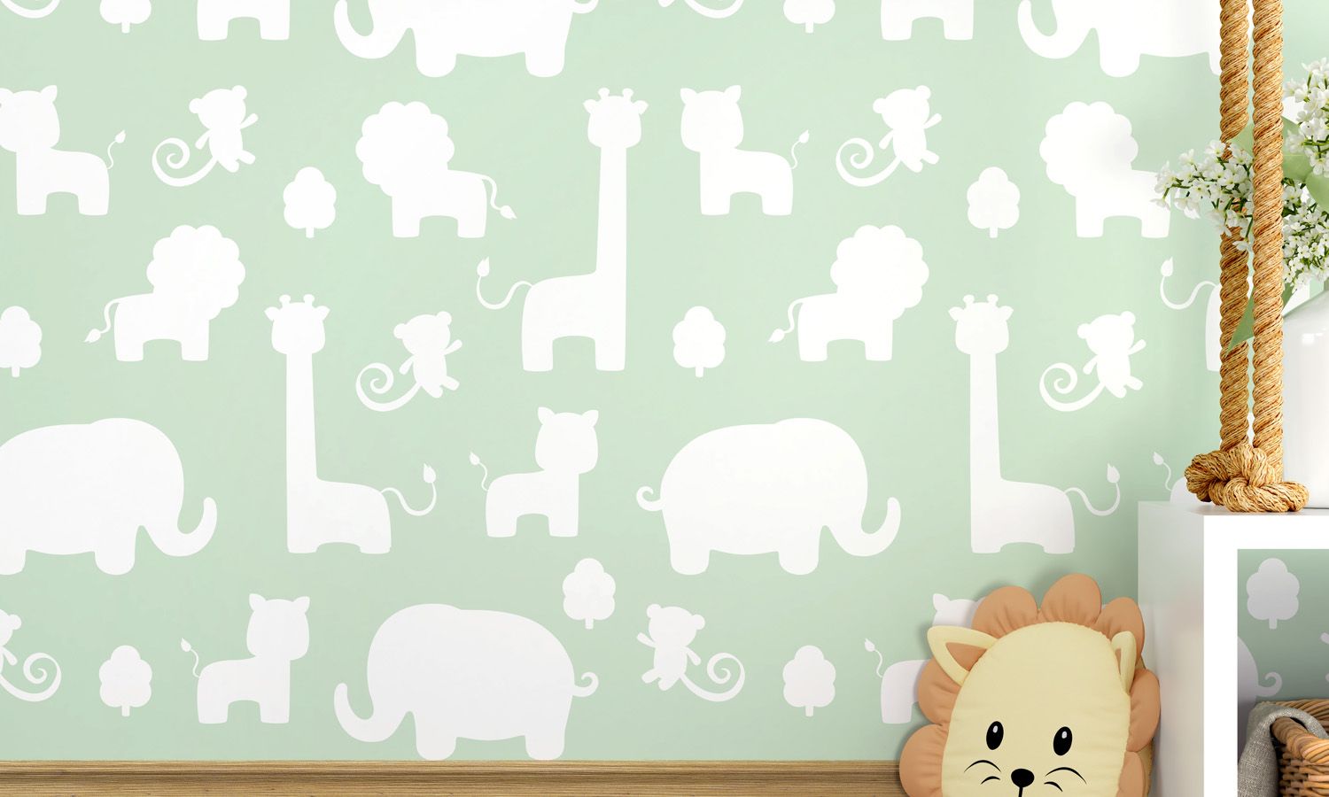 Papel de Parede Amiguinhos Safári Verde 3m