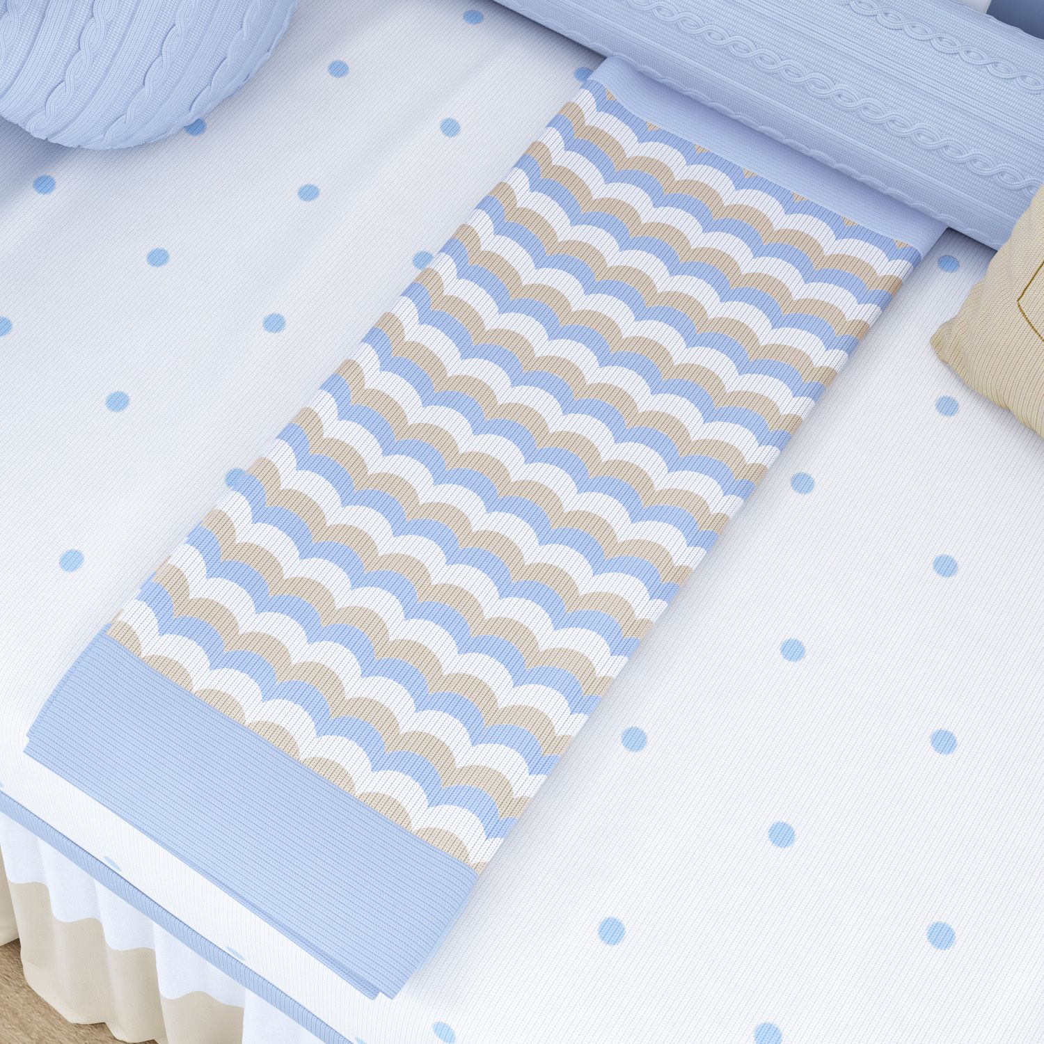 Manta Bebê Tricot Estampa Ondulada Azul 1m