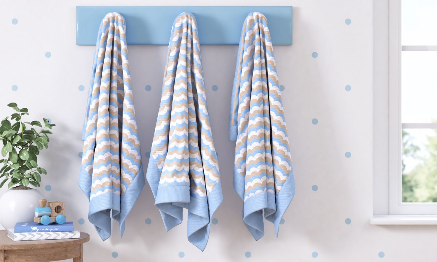 Manta Bebê Tricot Estampa Ondulada Azul 1m