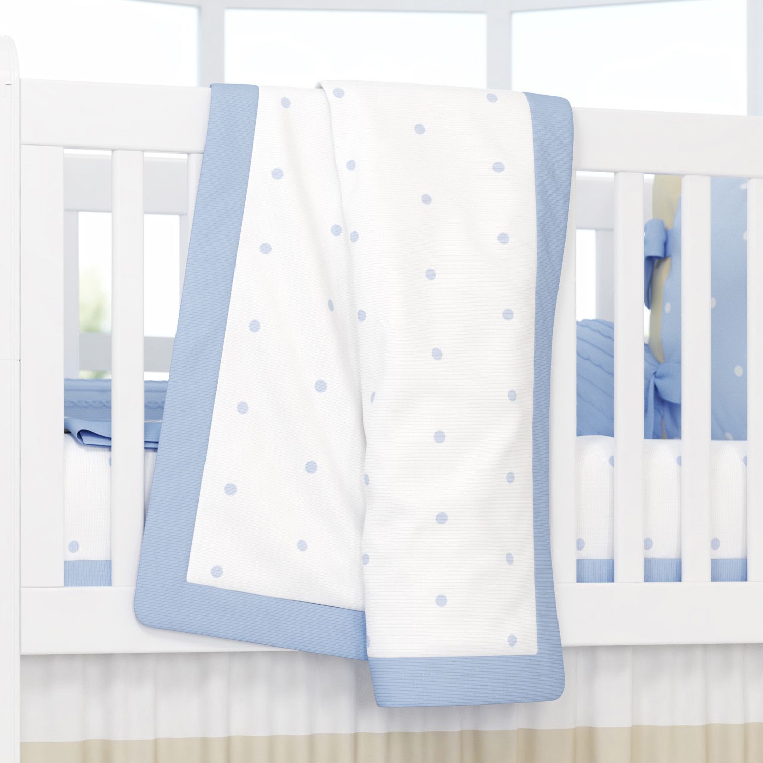 Manta Tricot Poá Azul 1,45m