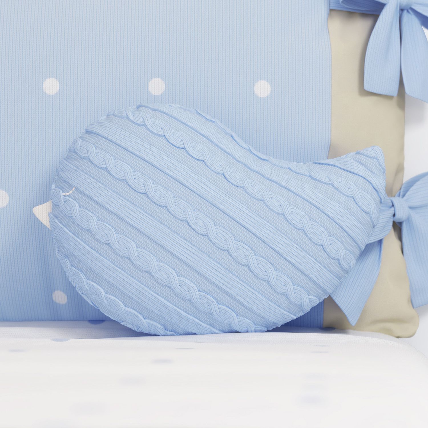 Almofada Passarinho Tricot Azul 30cm