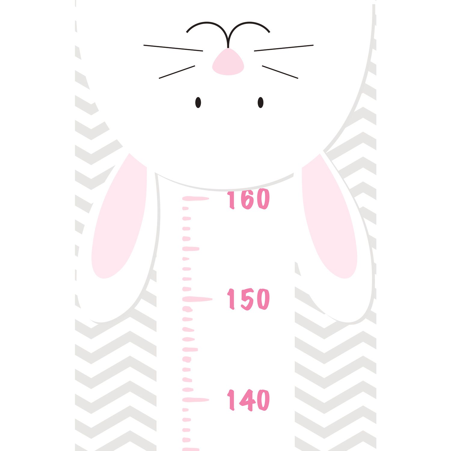 Adesivo de Parede Régua Amiguinhas Coelhinha e Ovelhinha Rosa 1,60m