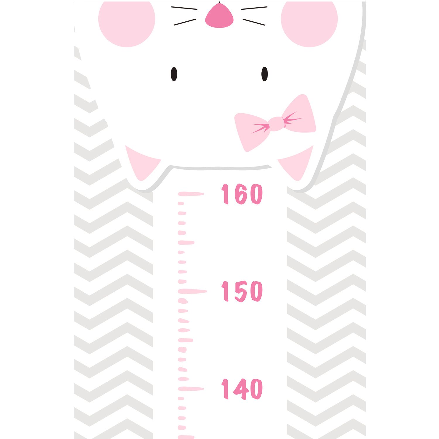 Adesivo de Parede Régua Amiguinhas Gatinha e Cachorrinha Rosa 1,60m