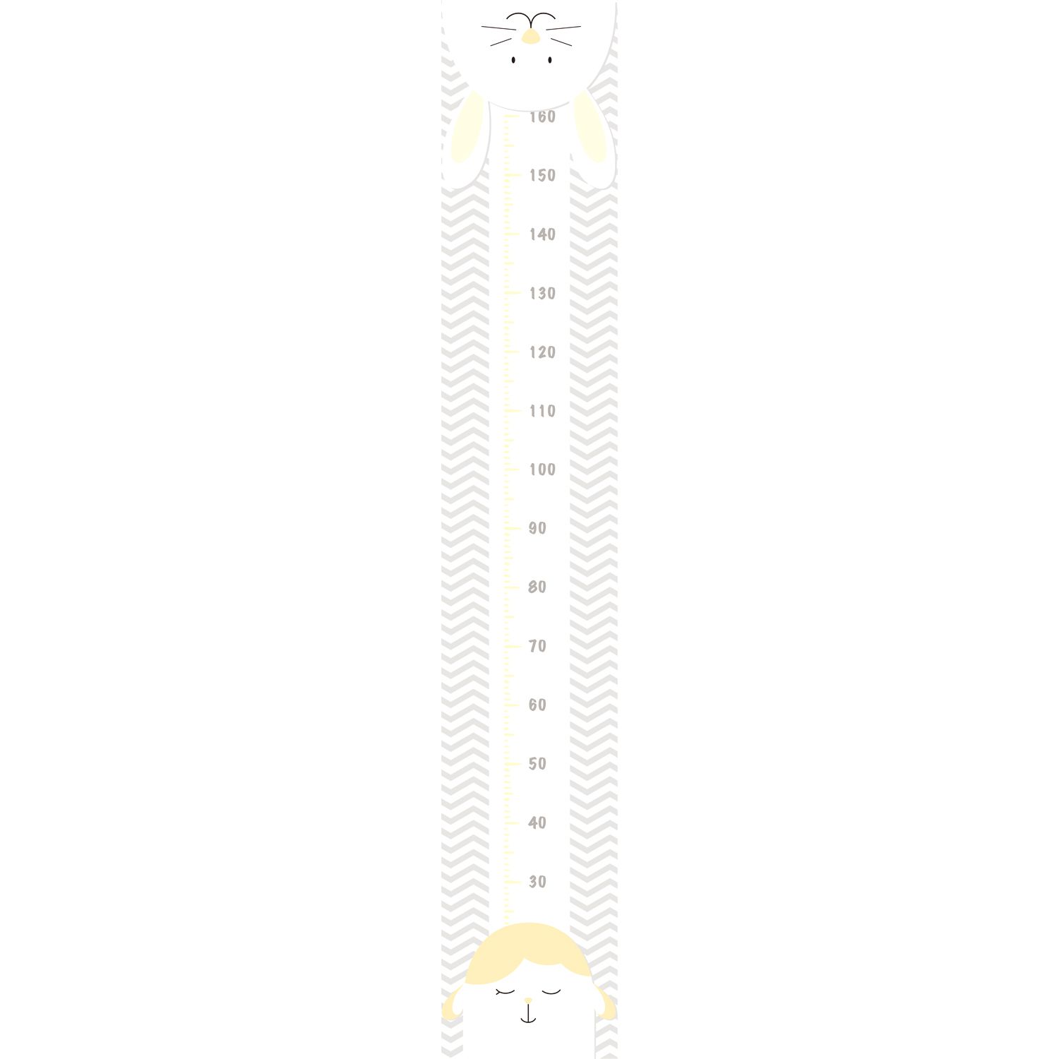 Adesivo de Parede Régua Amiguinhas Coelhinha e Ovelhinha Rosa 1,60m