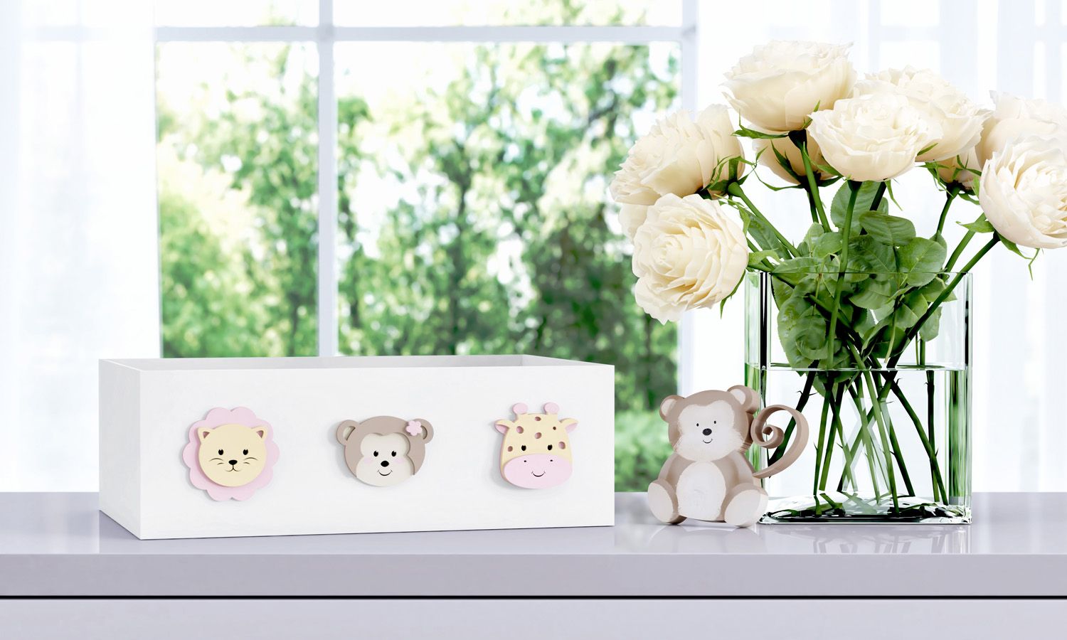 Bandeja MDF Amiguinhas Safári Rosa