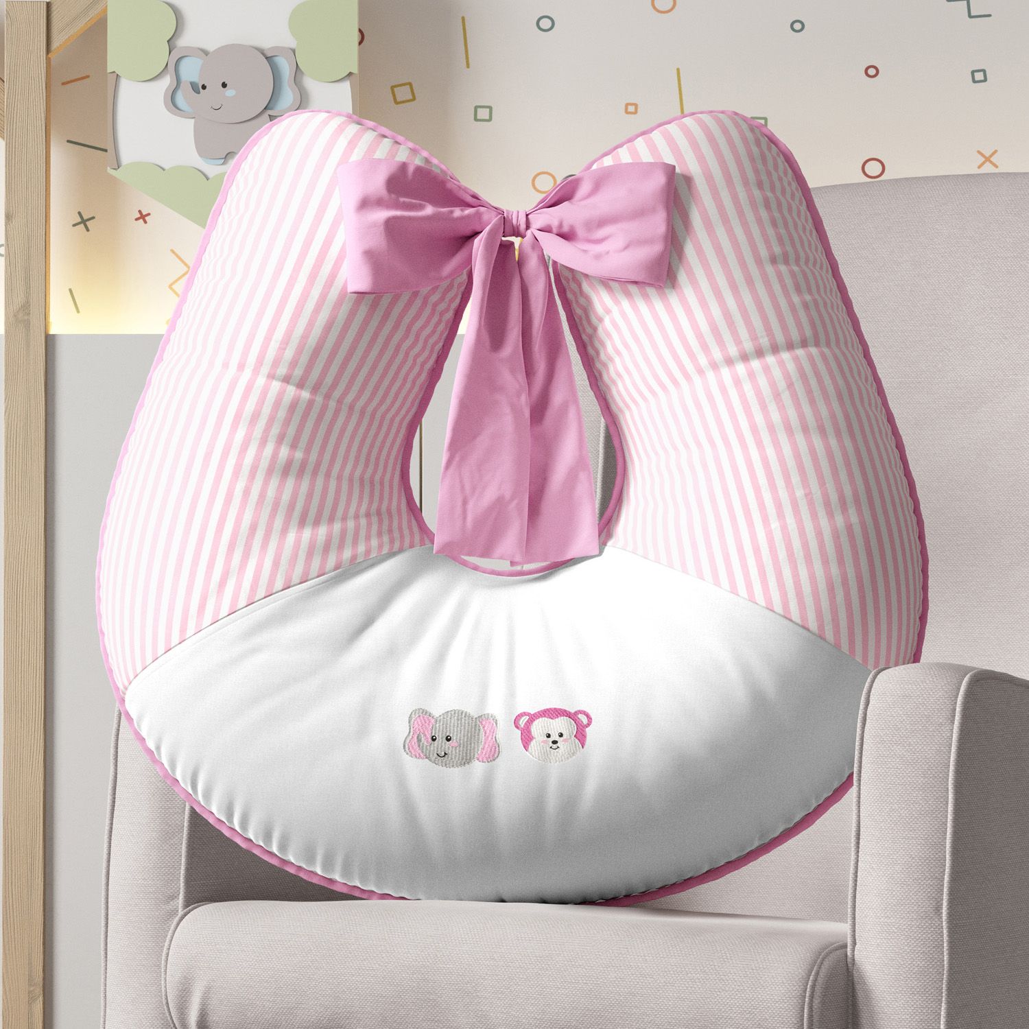 Almofada Amamentação Elefante e Macaco Amiguinhos Safári