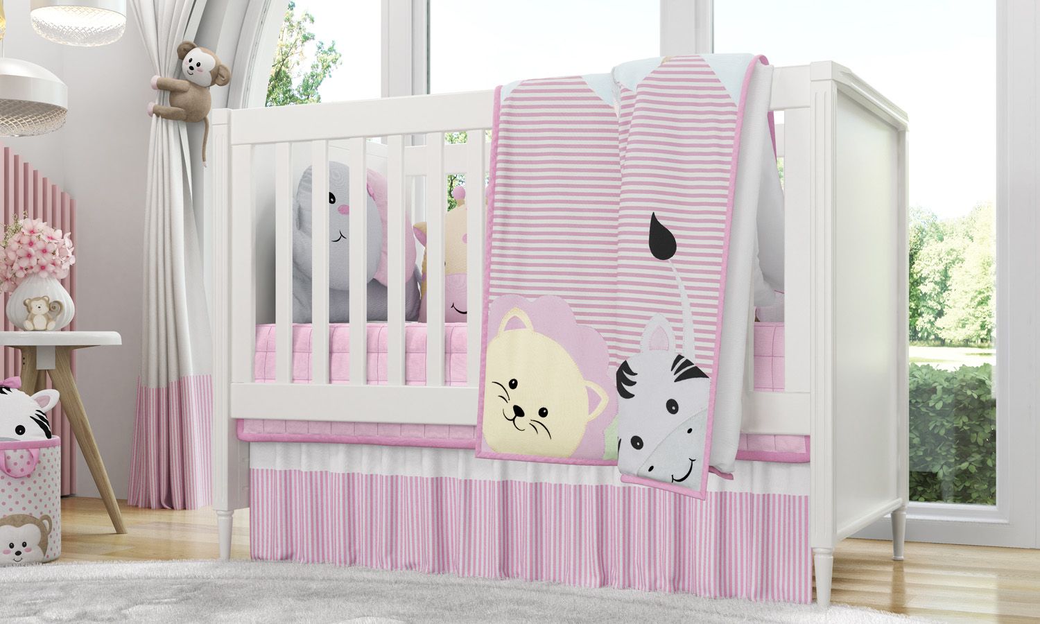 Edredom de Berço Estampado Amiguinhos Safári