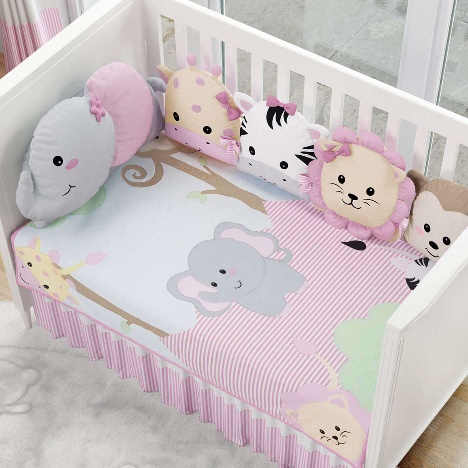 Edredom de Berço Estampado Amiguinhos Safári