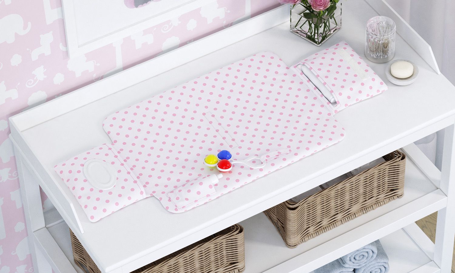 Trocador de Fraldas Portátil com Bolsos Amiguinhos Safári 85x40cm