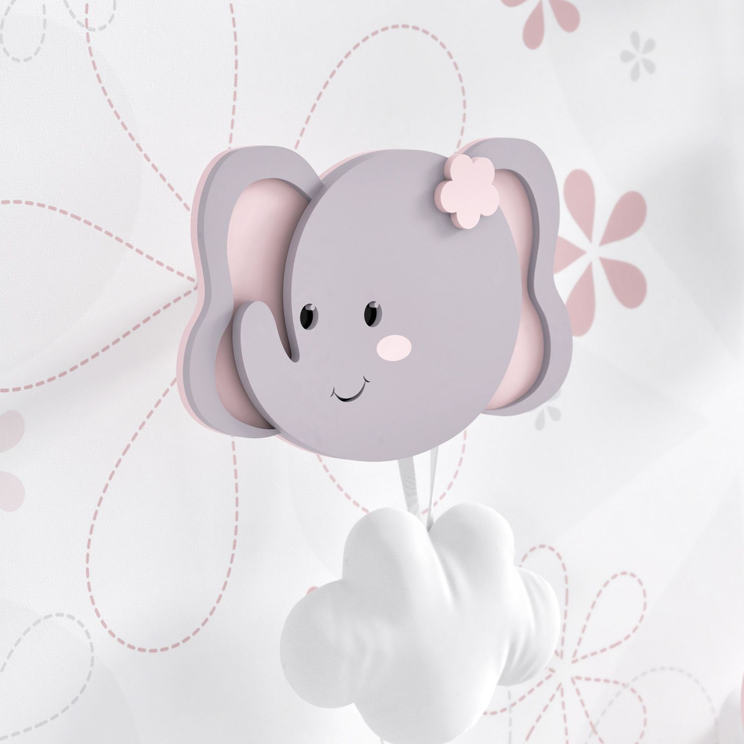 Cabideiro de Parede Elefante Rosa