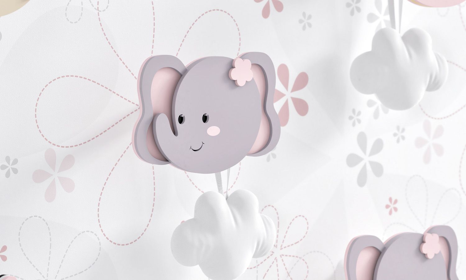 Cabideiro de Parede Elefante Rosa