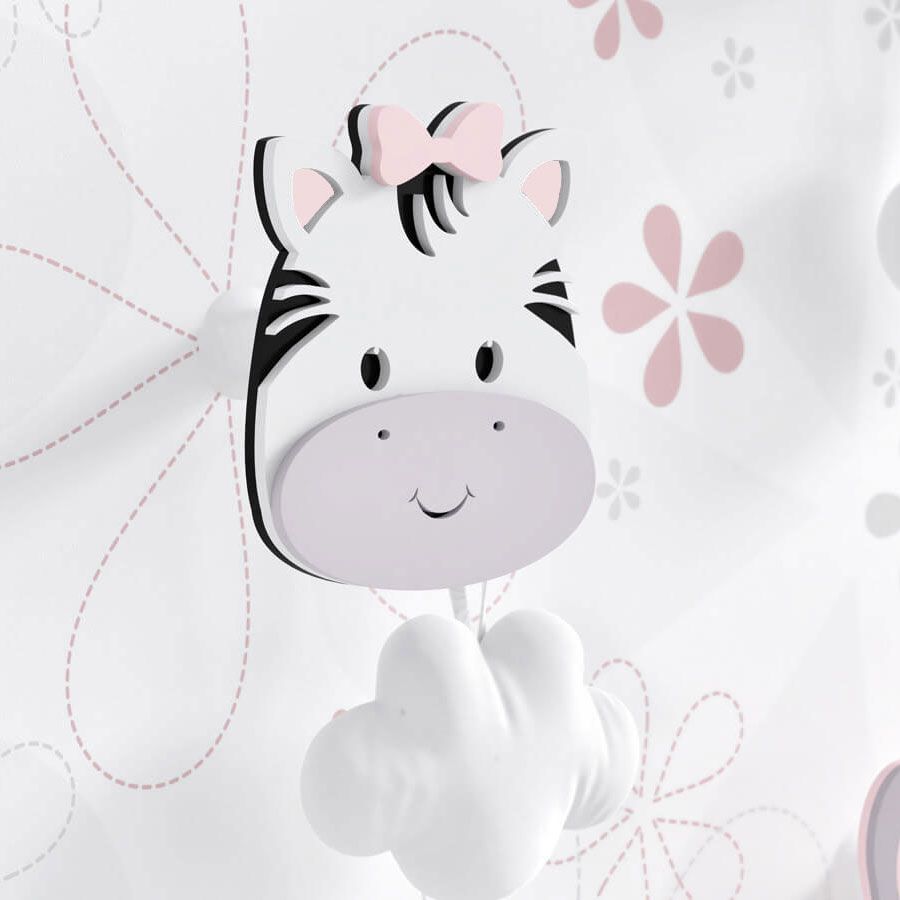 Cabideiro de Parede Zebra Rosa