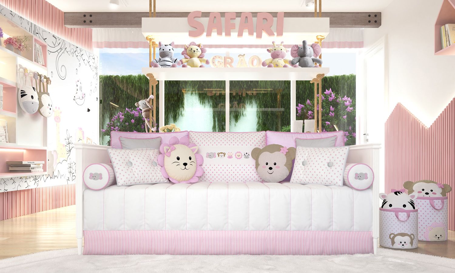 Kit Cama Babá Amiguinhos Safári