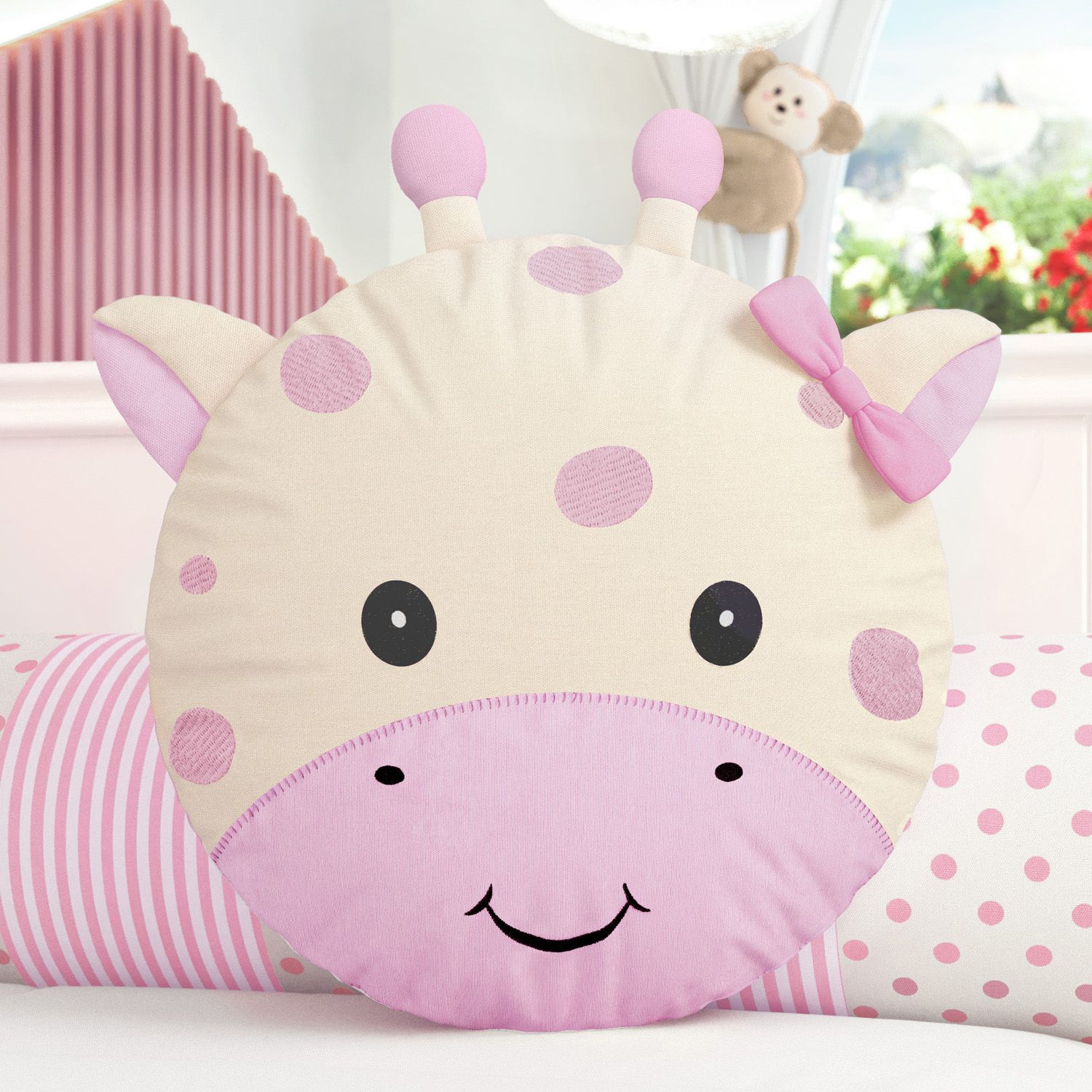 Almofada Redonda Amiguinha Girafa 30cm