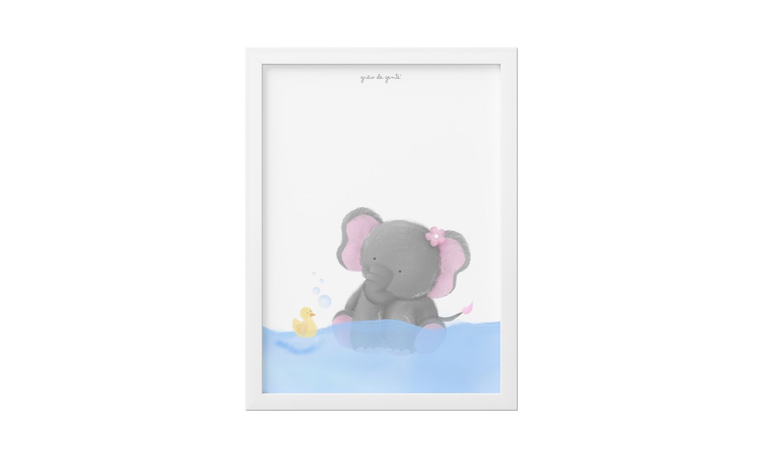 Quadro Amiguinha Elefante Rosa no Banho 25cm 