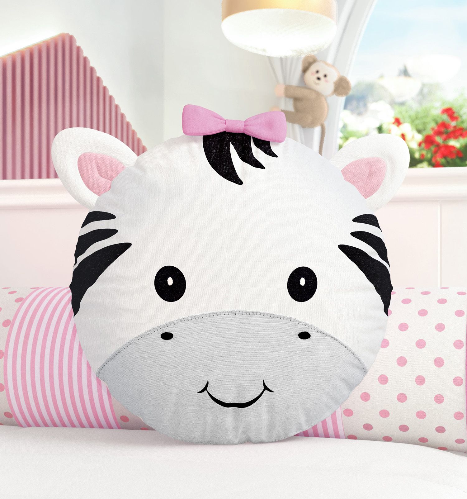 Almofada Redonda Amiguinha Zebra 30cm