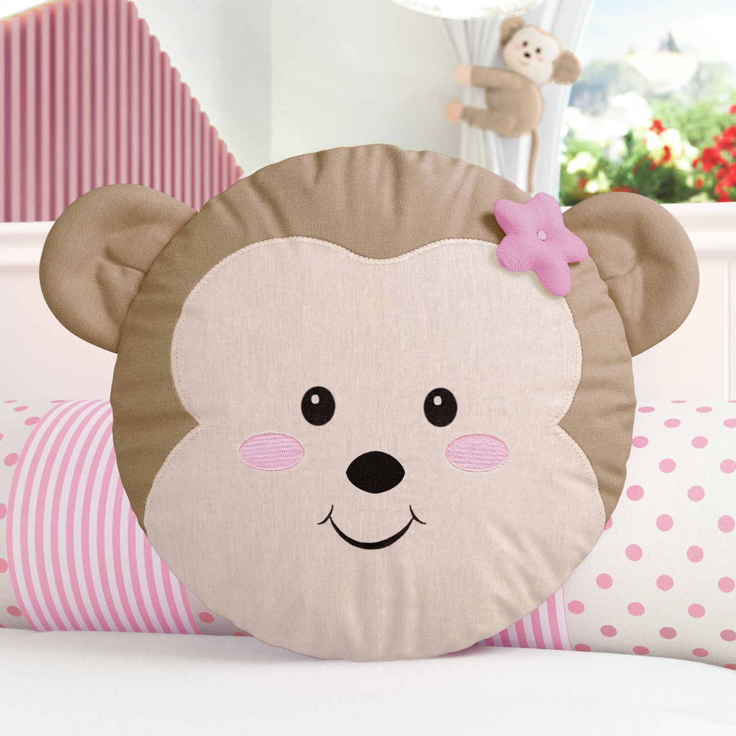 Almofada Redonda Amiguinho Macaco 30cm