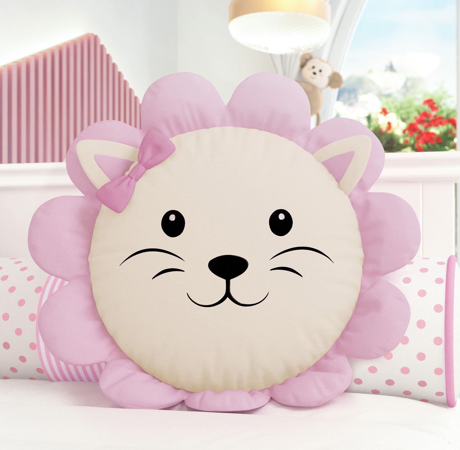 Almofada Redonda Amiguinho Leão 30cm