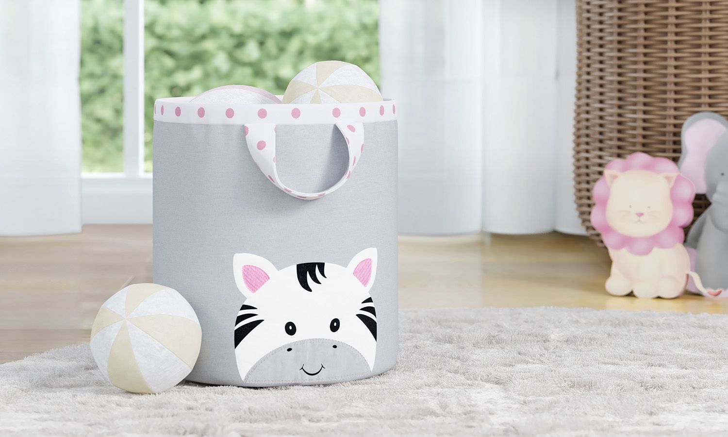 Cesto Organizador para Brinquedos Amiguinha Zebra 24cm