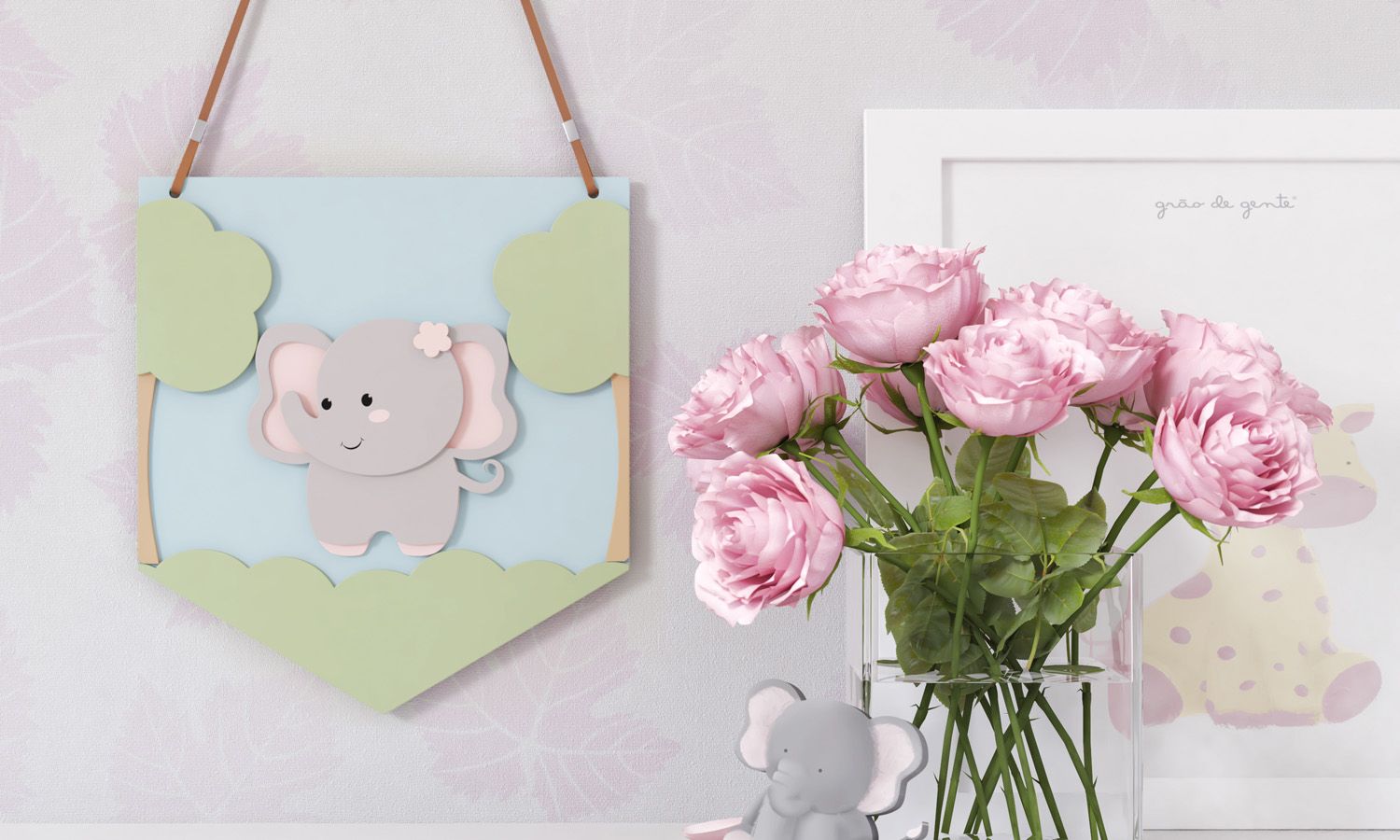 Flâmula MDF Amiguinha Elefante