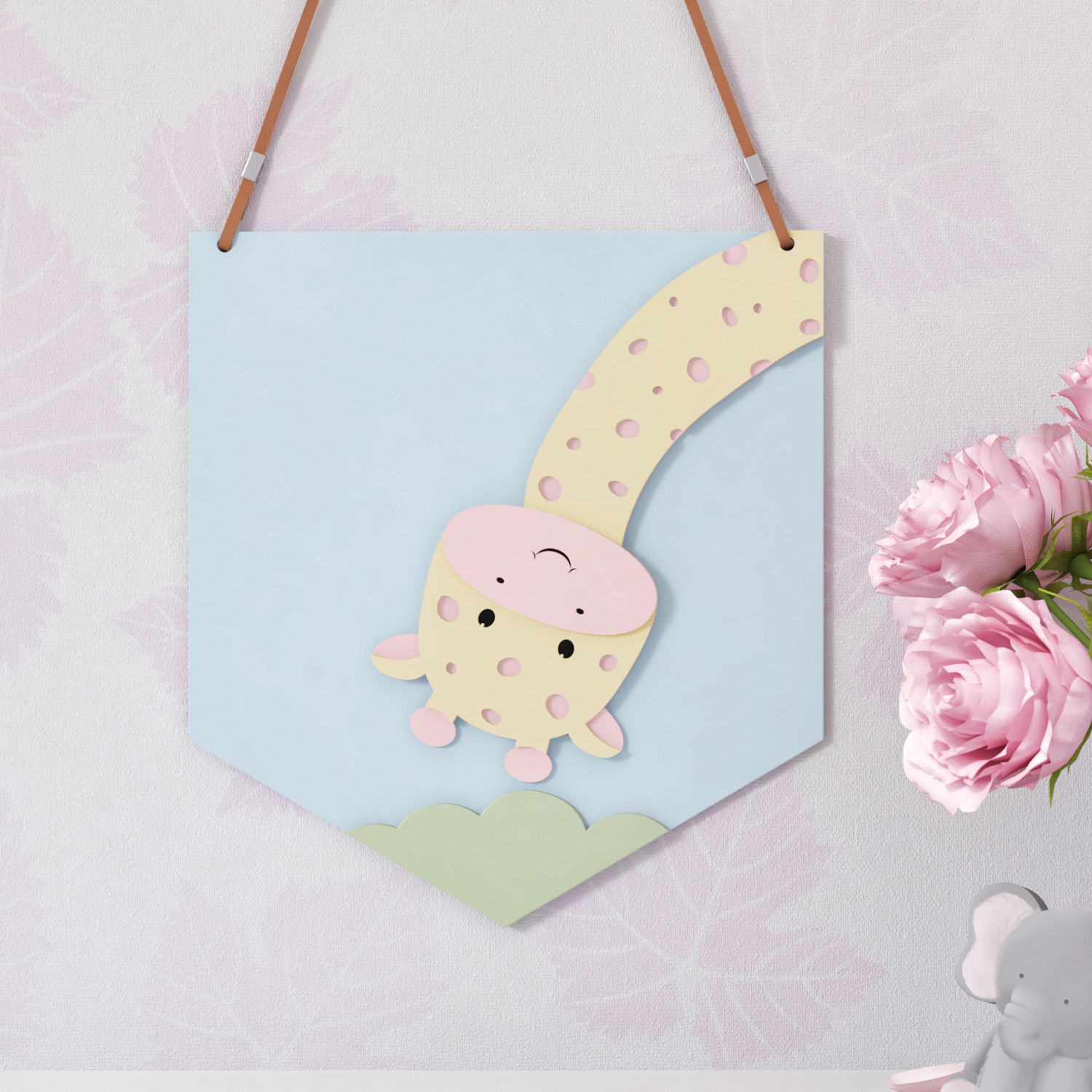 Flâmula MDF Amiguinha Girafa Rosa