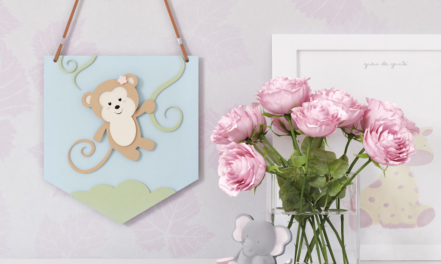 Flâmula MDF Amiguinho Macaco