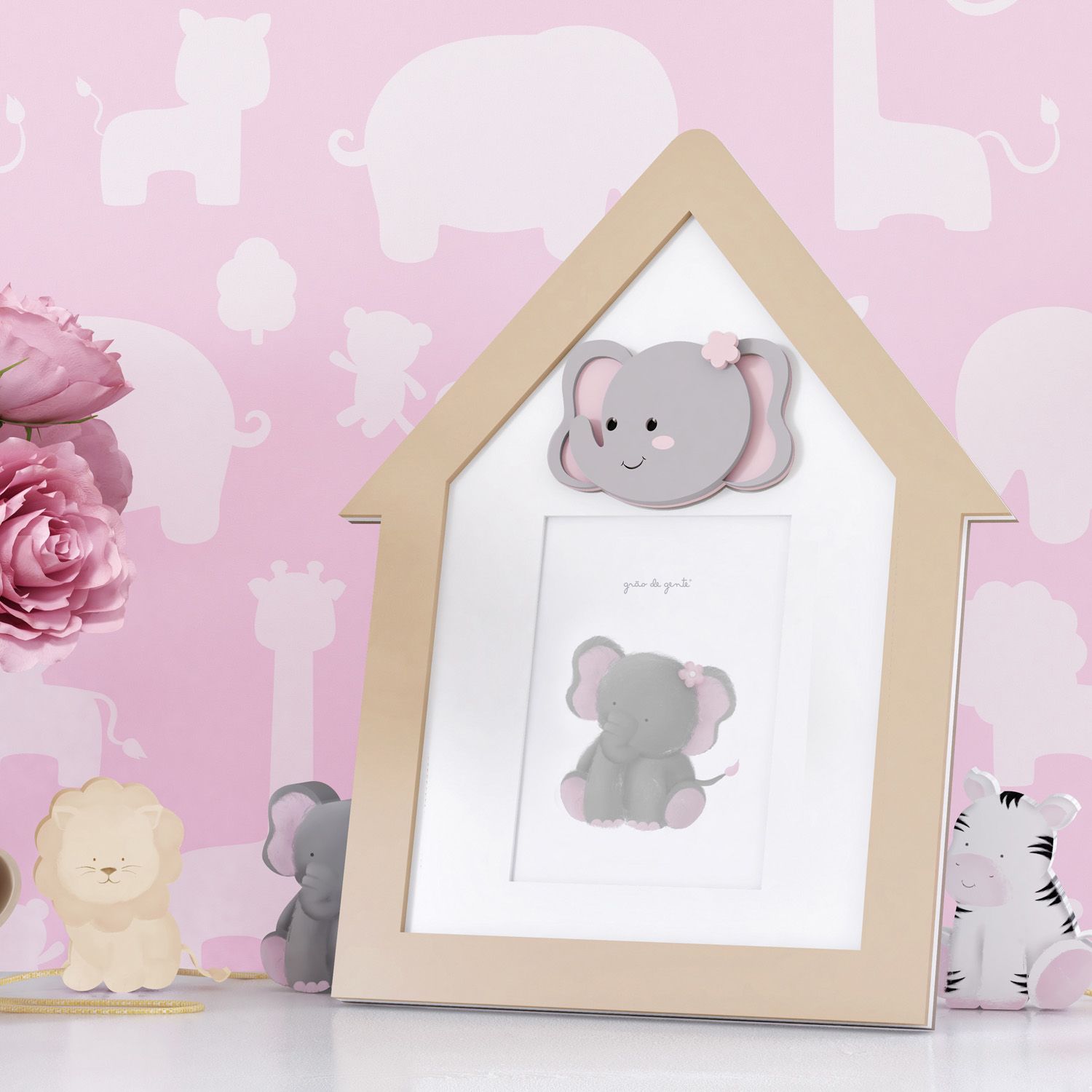 Porta Retrato MDF Amiguinho Elefante 10cm x 15cm