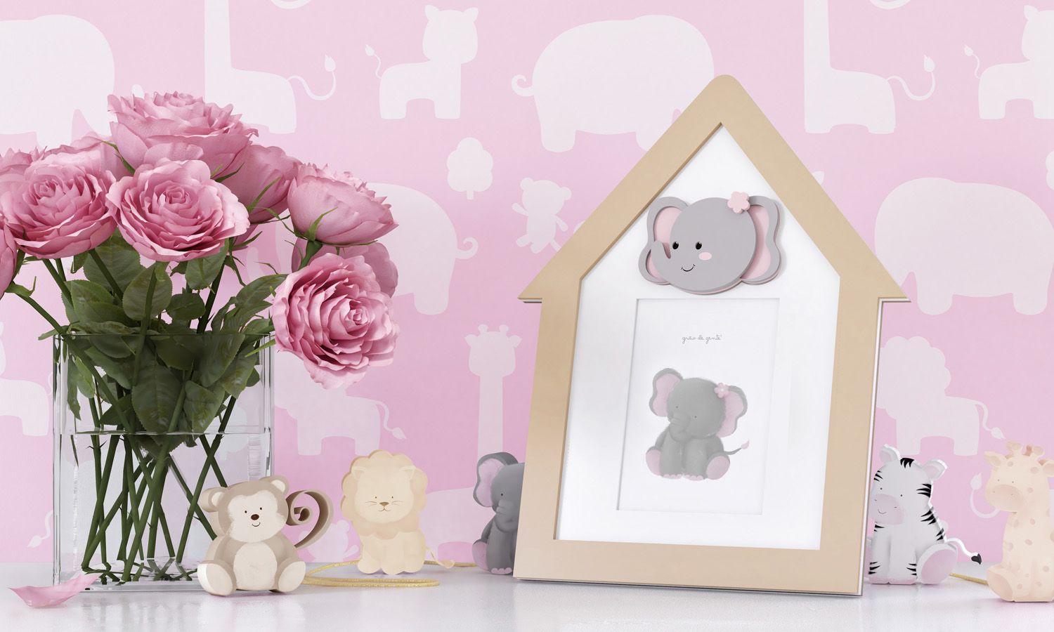 Porta Retrato MDF Amiguinho Elefante 10cm x 15cm