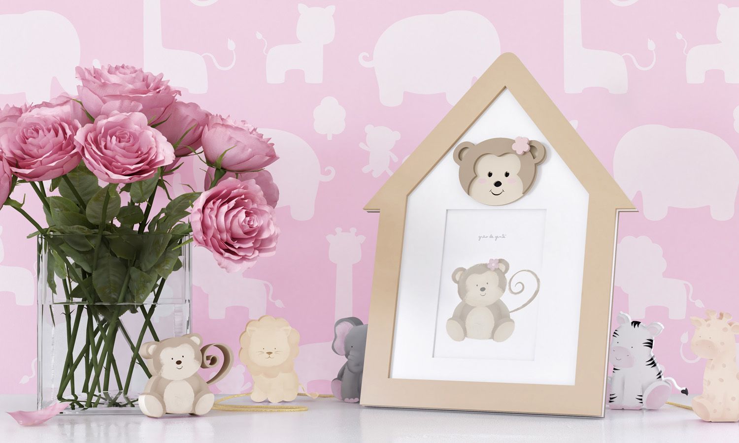 Porta Retrato MDF Amiguinho Macaco 10cm x 15cm