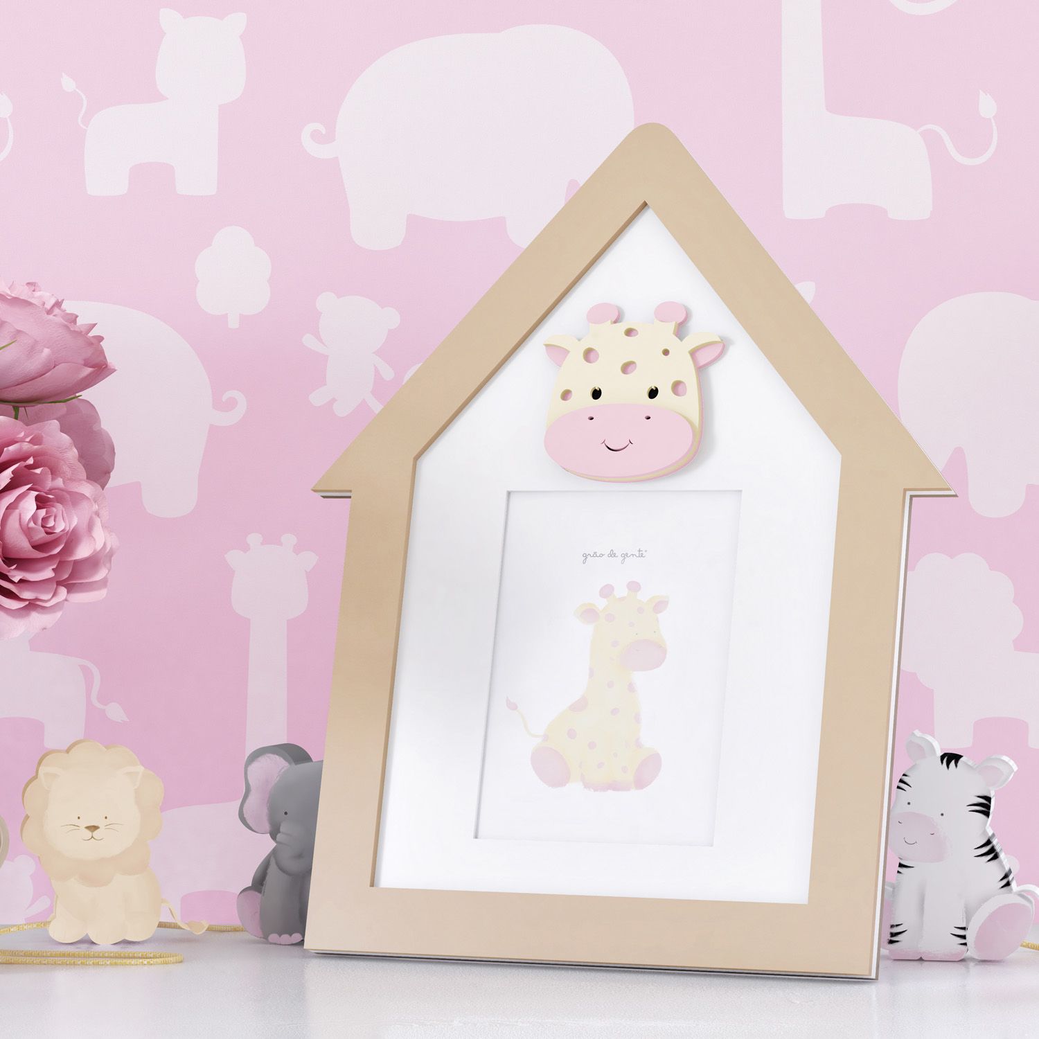 Porta Retrato MDF Amiguinha Girafa 10cm x 15cm