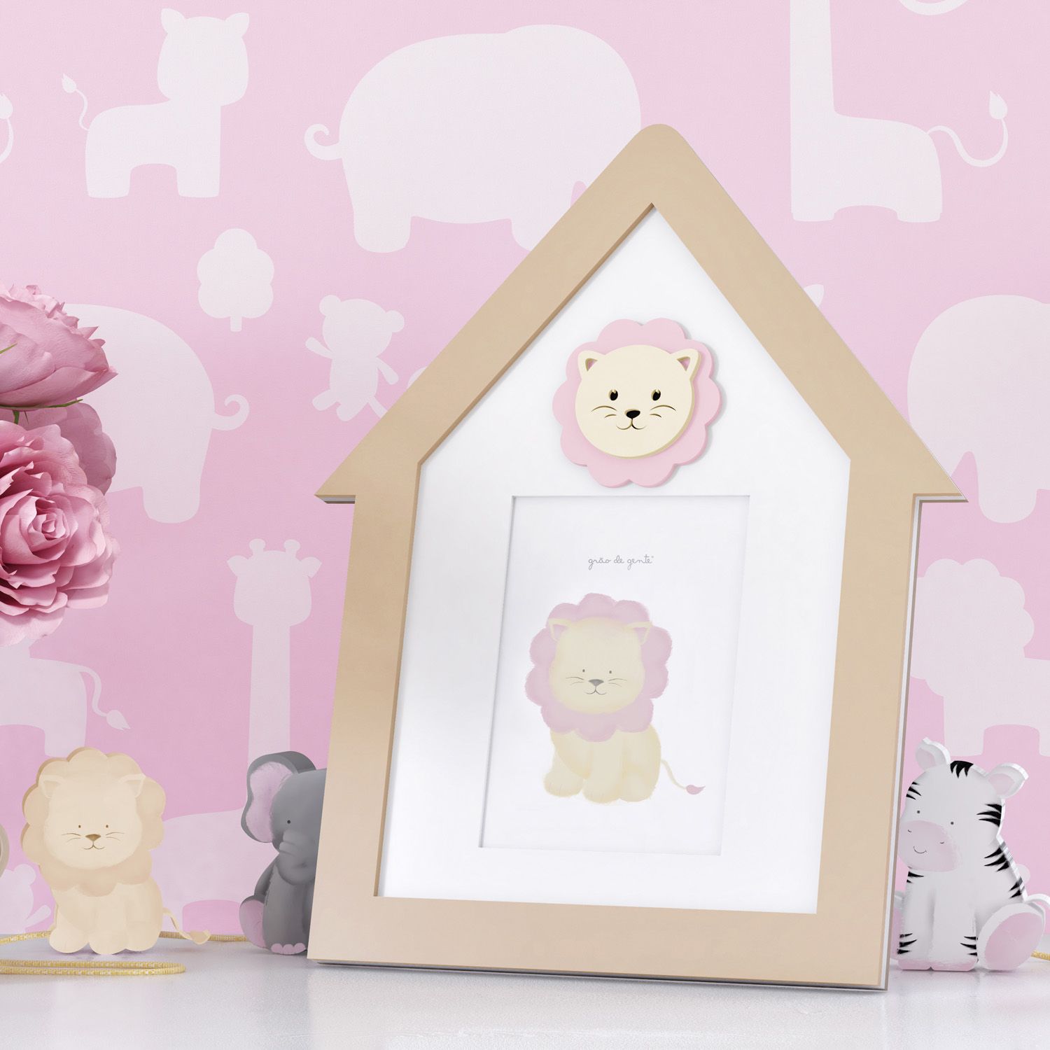 Porta Retrato MDF Amiguinho Leão 9cm x 9cm