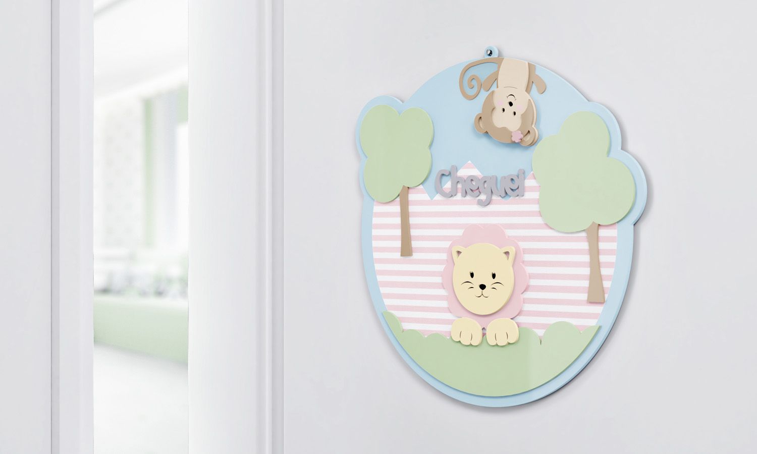 Porta Maternidade Cheguei Amiguinhos Safári