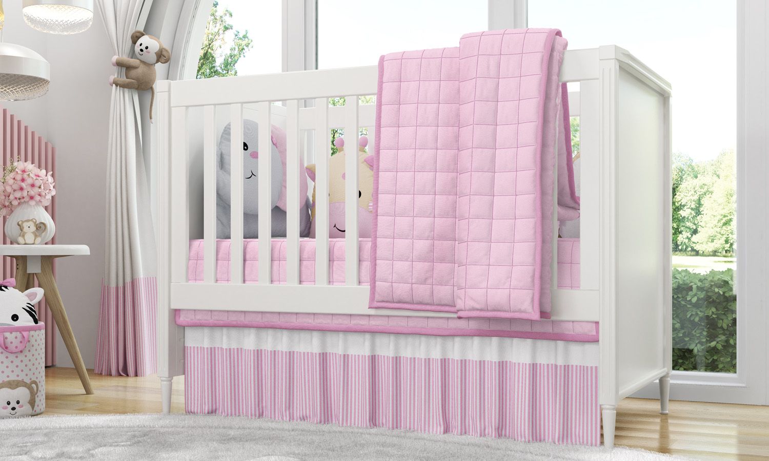 Edredom de Berço Matelado Rosa