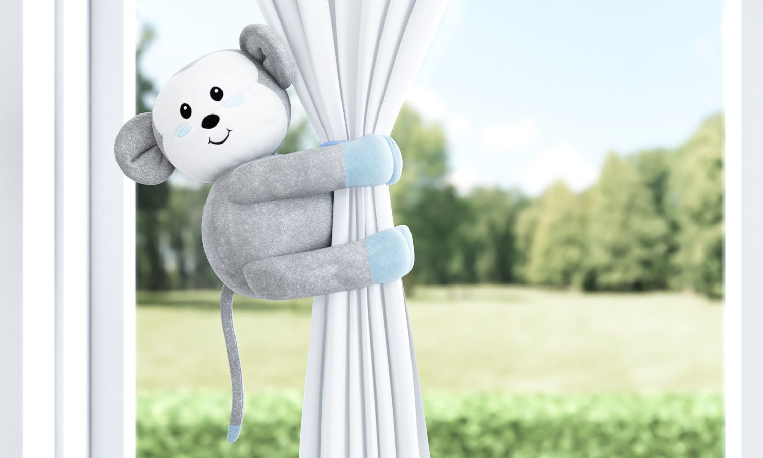 Prendedor de Cortina Macaquinha Amiguinhas Safári Rosa 2 Peças