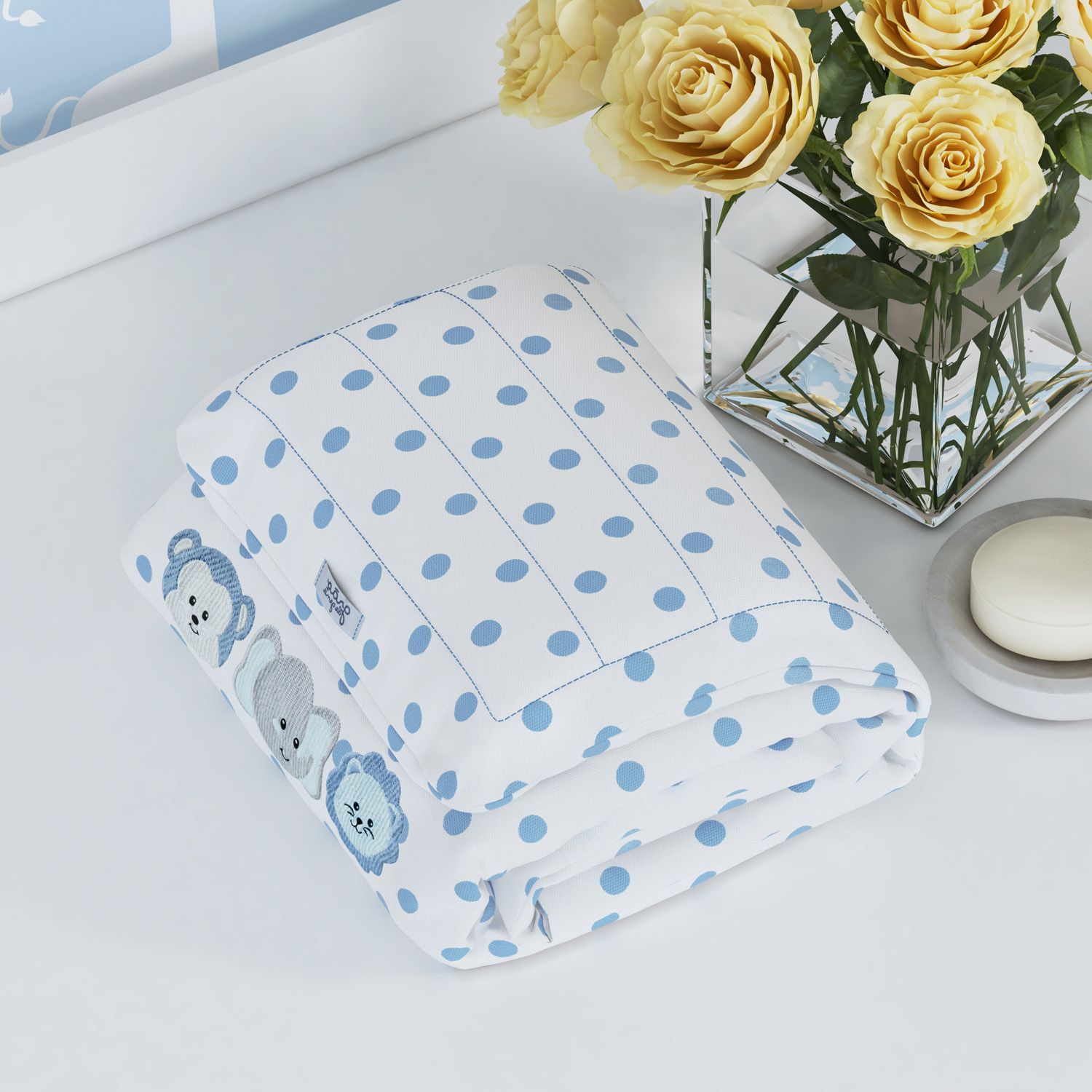 Trocador de Fraldas Portátil com Bolsos Amiguinhos Safári 85x40cm