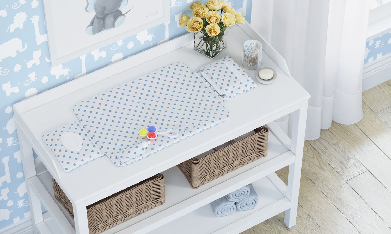 Trocador de Fraldas Portátil com Bolsos Amiguinhos Safári 85x40cm