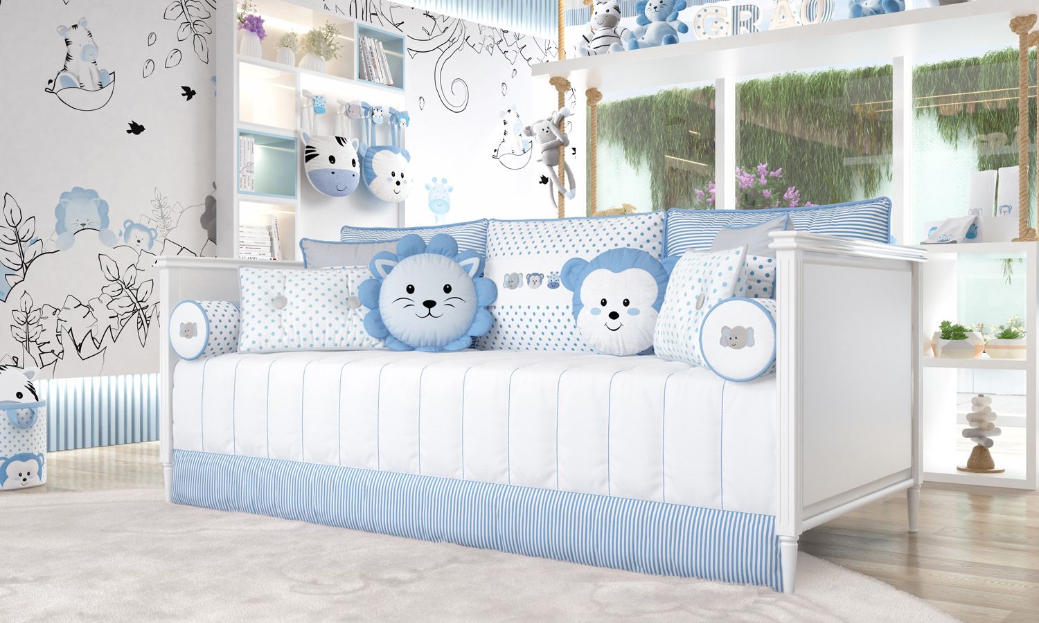 Kit Cama Babá Amiguinhos Safári