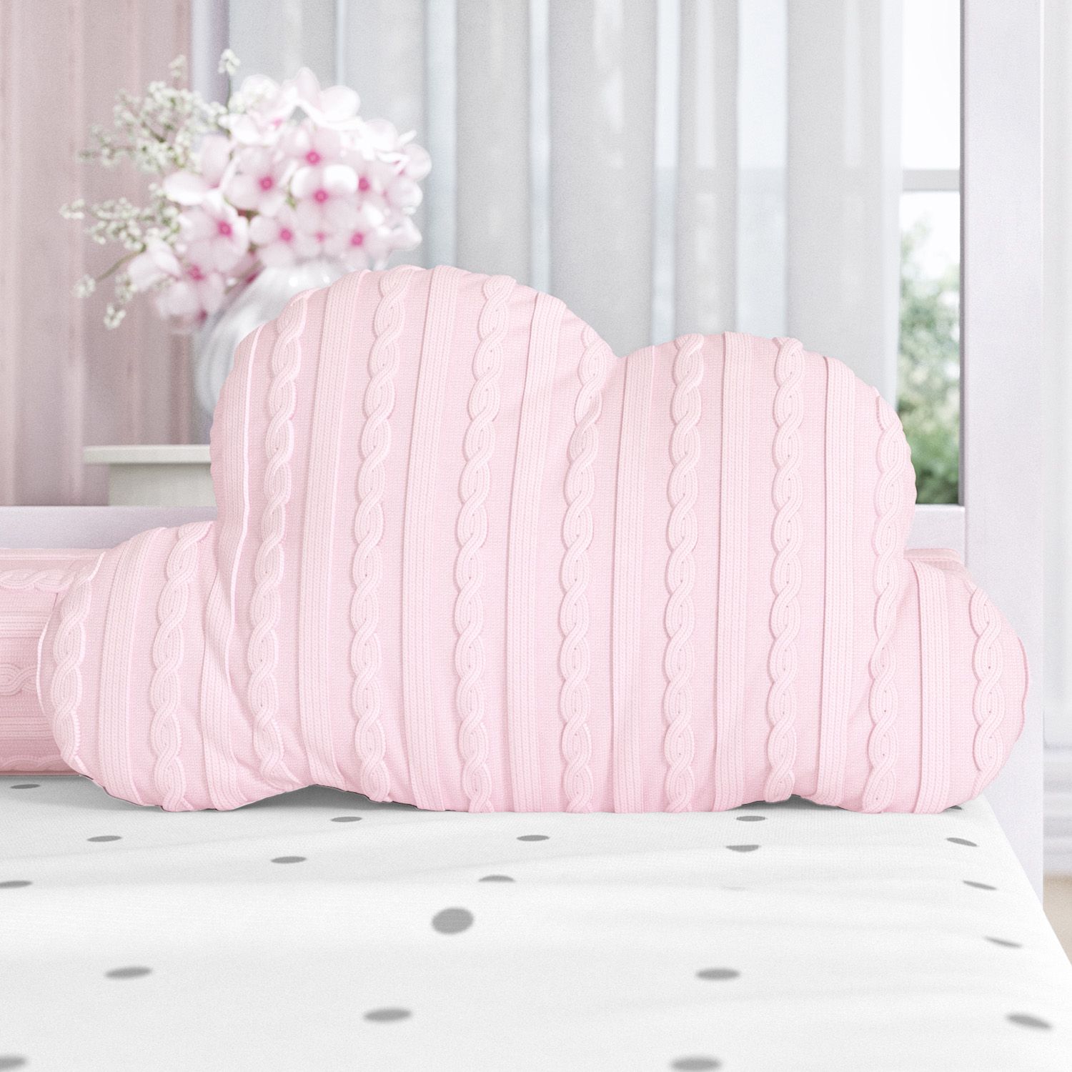 Almofada Nuvem Tricot Rosa 47cm