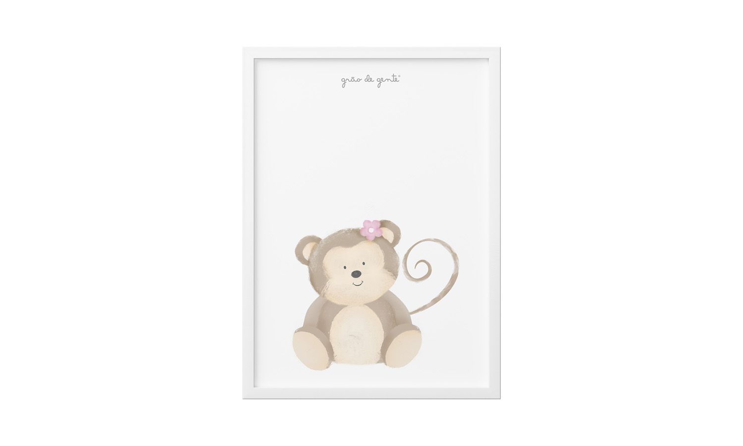 Quadro Amiguinha Macaquinha Rosa 34cm 
