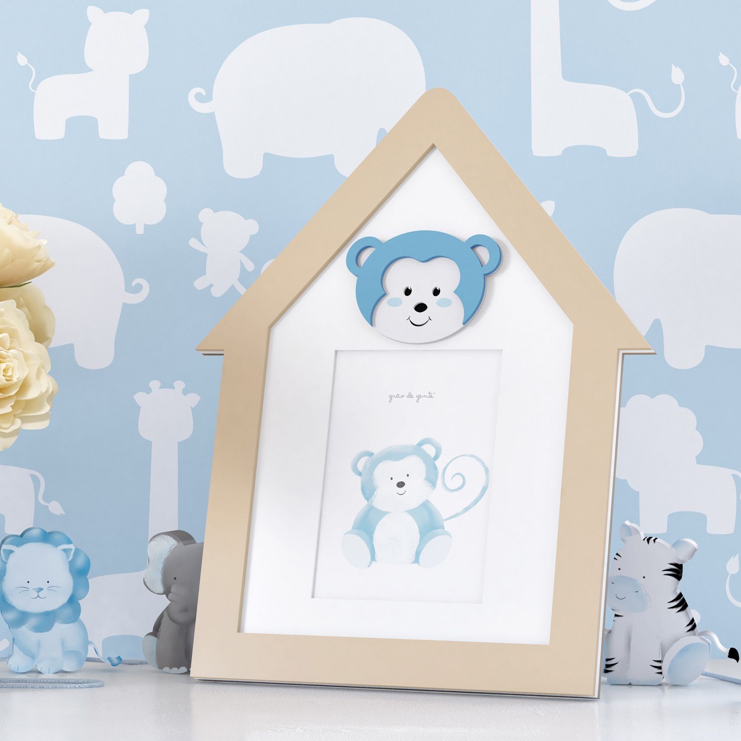 Porta Retrato MDF Amiguinho Macaco 10cm x 15cm