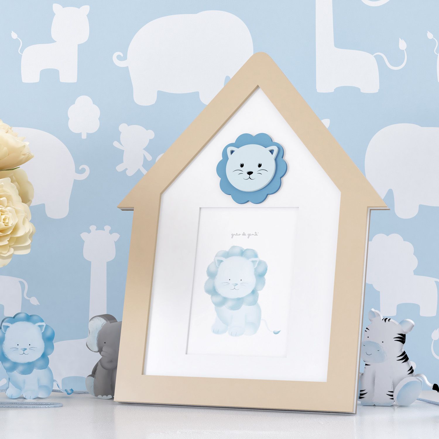 Porta Retrato MDF Amiguinho Leão 9cm x 9cm