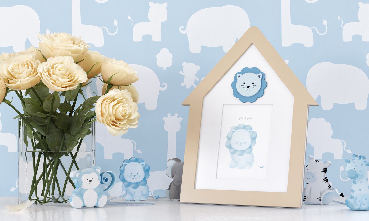 Porta Retrato MDF Amiguinho Leão 9cm x 9cm