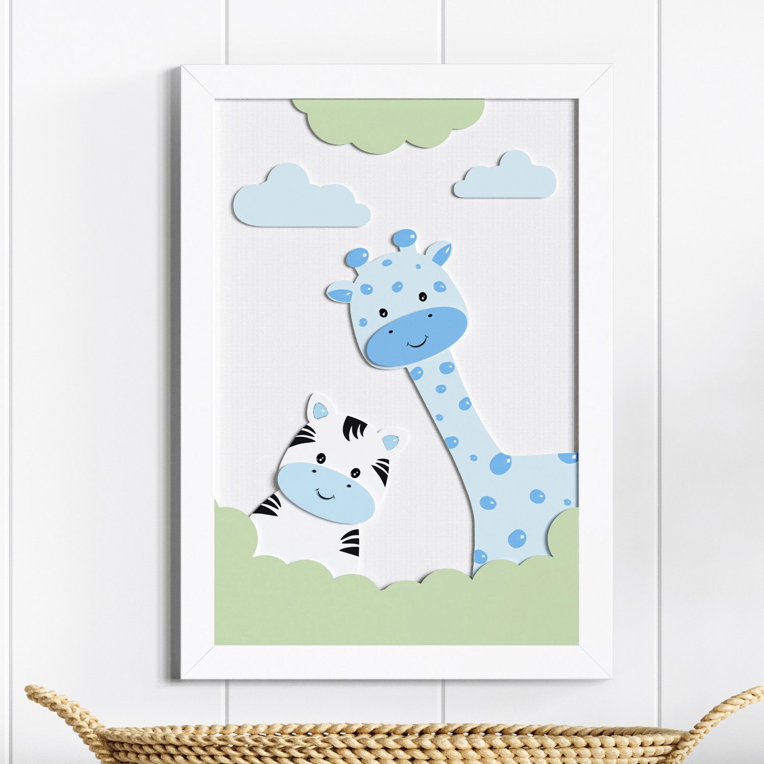 Quadro MDF Amiguinhas Zebra e Girafa 36cm