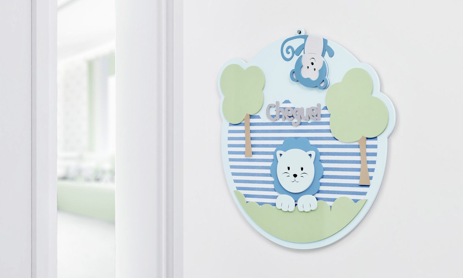 Porta Maternidade Cheguei Amiguinhos Safári