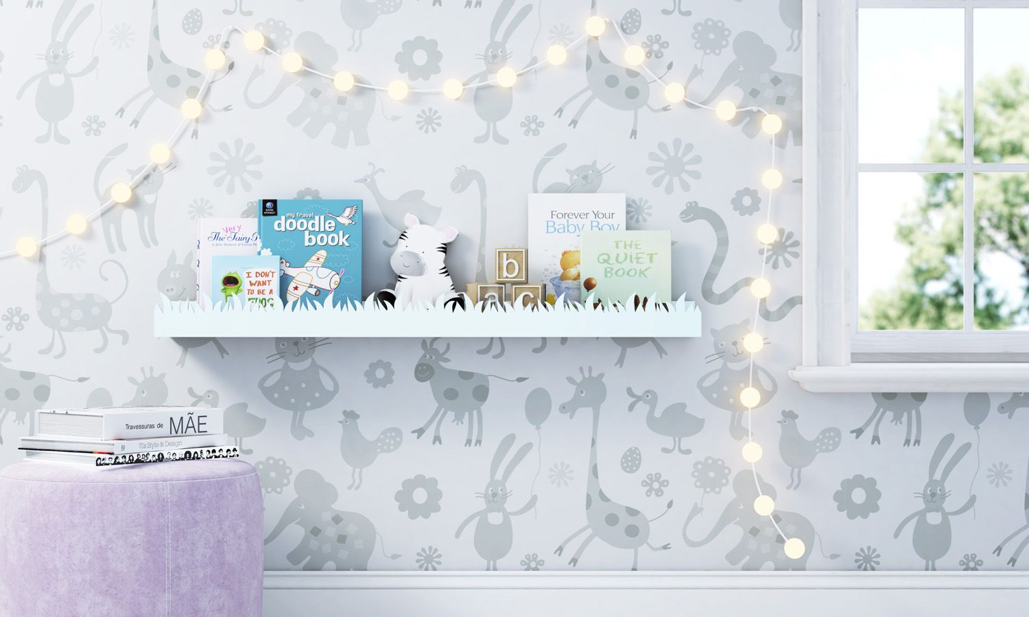 Prateleira para Livros Safári Verde 92cm x 20cm