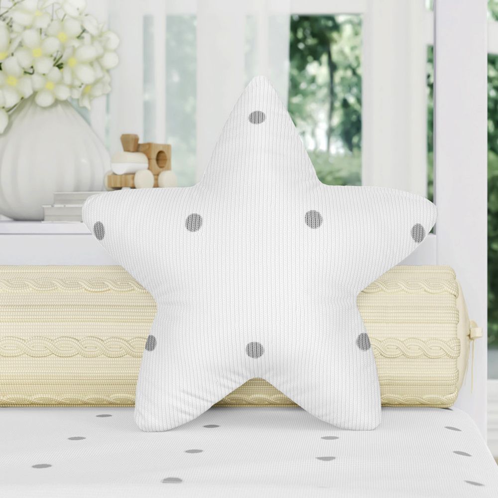 Almofada Estrela Tricot Poá Cinza 30cm