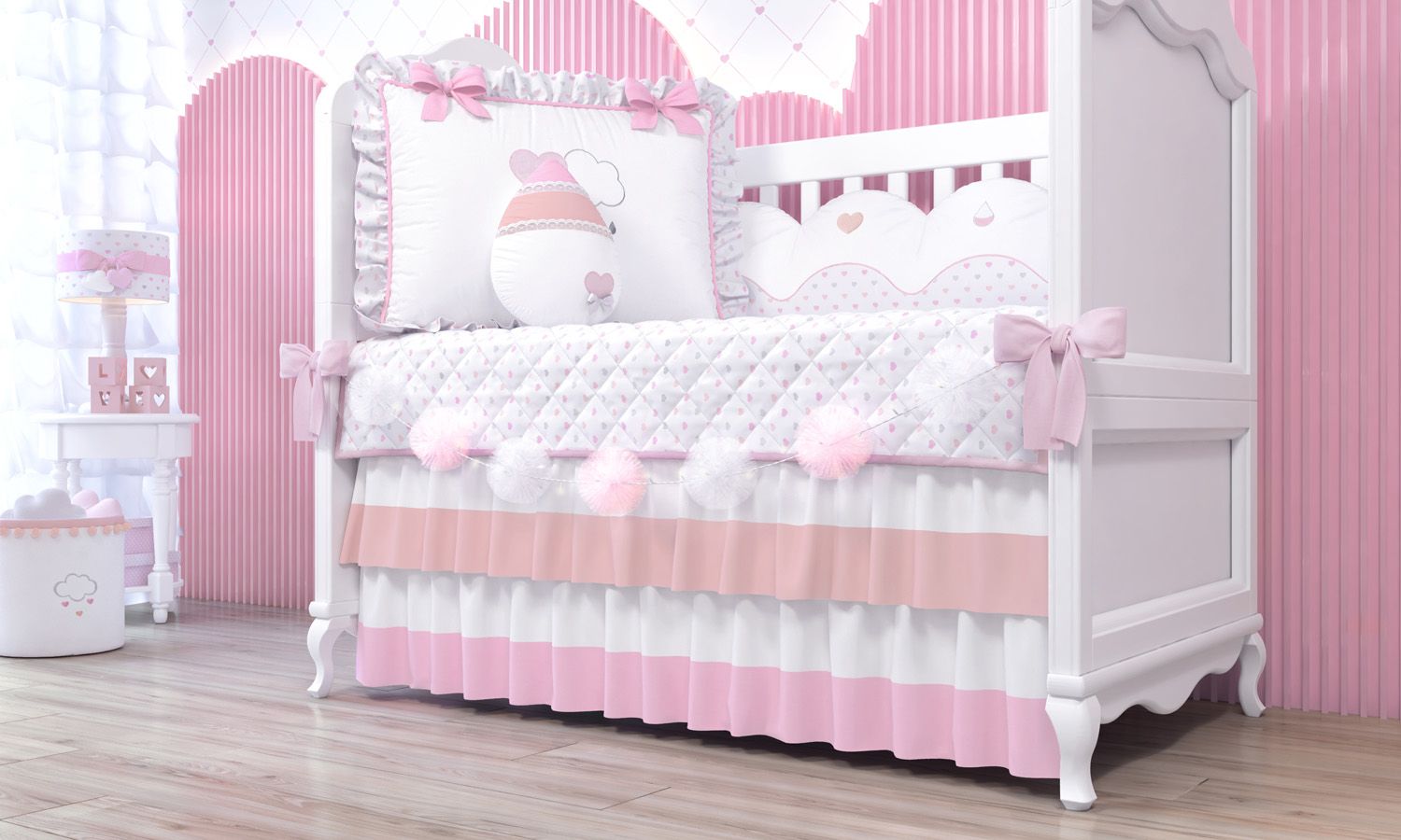 Varal de Berço Bolinhas de Tule 1,30m