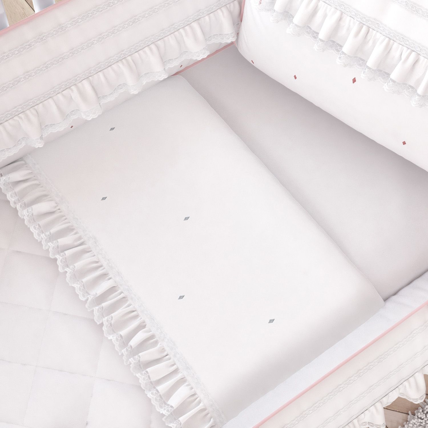 Jogo de Lençol Berço Rendinha e Babado