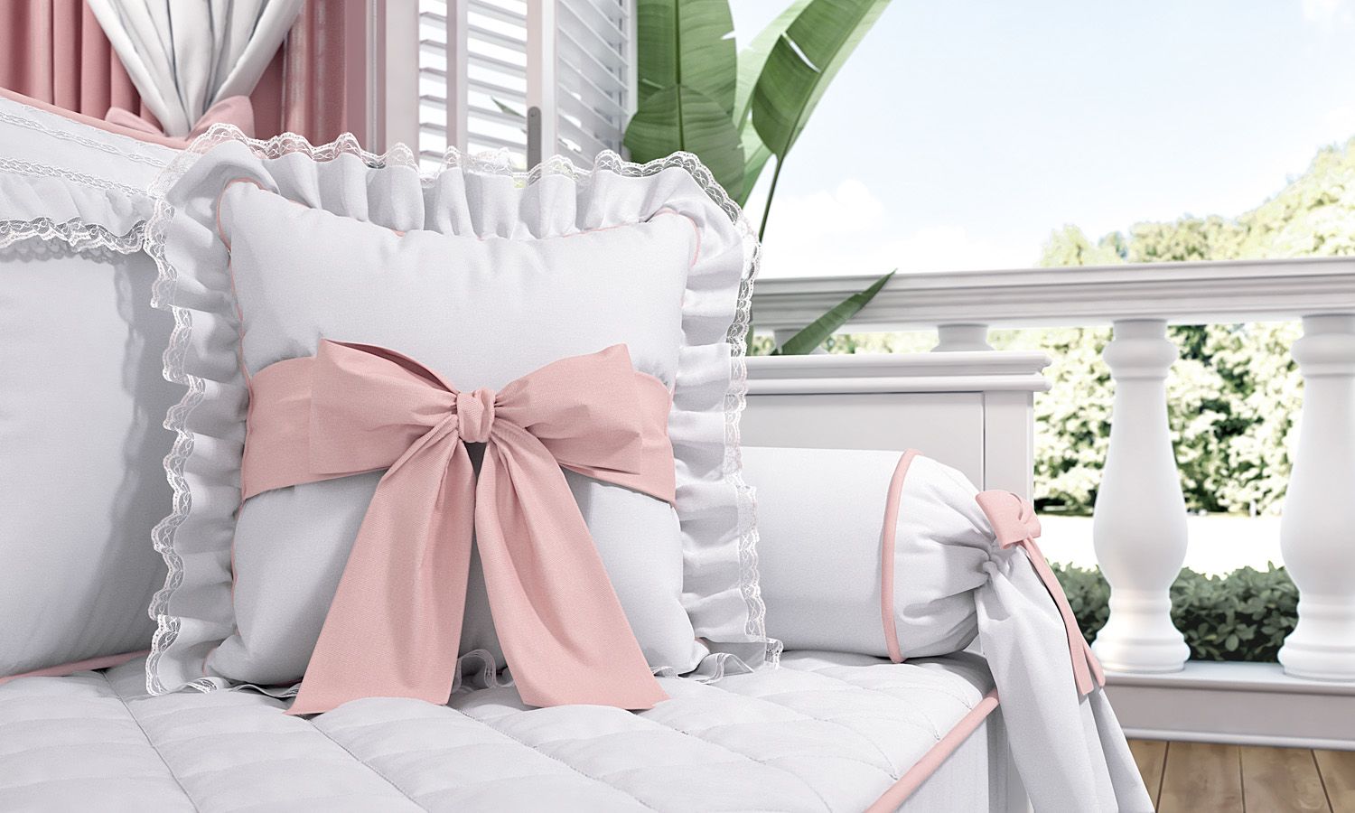 Almofada Laço e Rendinha Princesa Clássica 38cm