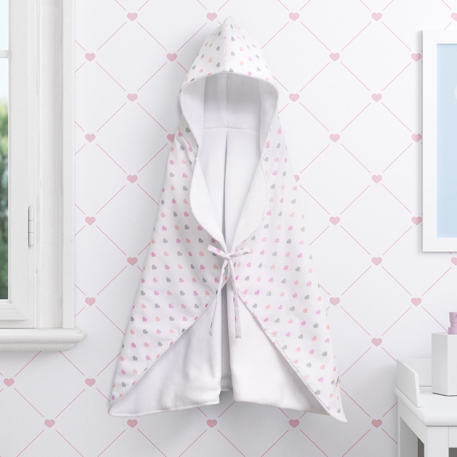 Manta com Capuz Corações 90cm